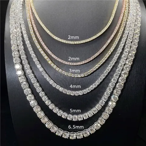 Collier Chaîne Tennis en Argent Sterling S925 Avec Moissanite pour Hommes Femmes Bijoux Hip Hop Avec Certificat GRA GRA