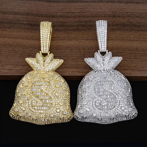 925 Sterling Silver Moissanite Money Bag Pendant Hip Hop Iced Out Dollar Sign Pendant For Men Women Jewelry With GRA