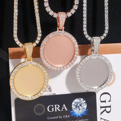 Hip-Hop-Fotorahmen-Anhänger aus 925er Sterlingsilber mit Moissanit Inklusive GRA-Zertifikat Schmuck Damen Herren Anhänger Ohne Kette