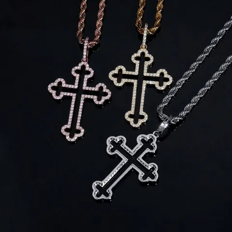 S925 Sterling Silber Moissanit Kreuz Anhänger Halskette Für Herren Hip Hop Iced Out Schmuck Mit GRA Zertifikat