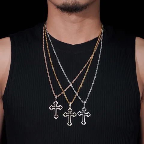 S925 Sterling Silber Moissanit Kreuz Anhänger Halskette Für Herren Hip Hop Iced Out Schmuck Mit GRA Zertifikat