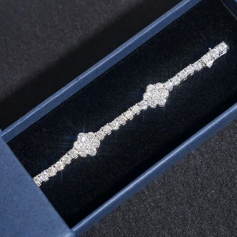 925 Sterling Silver Moissanite Flower Tennis Chain Bracelet Hiphop Jewelry For Men Women With GRA Certificate Luxury Gift