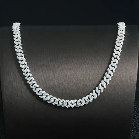 Collana a Catena Cuban Link in Argento Sterling 925 con Moissanite GRA 8mm Doppia Fila Full Pave Iced Out Gioielli Hip Hop Rombici per Uomo Donna
