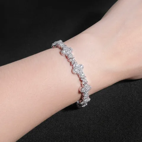 925 Sterling Silver Moissanite Cross Link Bracelet Iced Out Hip Hop Cuban Chain Jewelry For Men Women With GRA Certificate