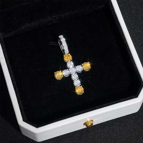 Hip Hop Herren 925 Sterlingsilber Moissanit Kreuz Anhänger Iced Out Pave Moissanit Kreuz Anhänger Nur Mit GRA Zertifikat