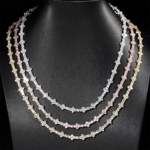925 Sterling Silver Moissanite Tennis Chain For Women Men GRA Hip Hop Sparkly Link Bracelet Necklace Streetwear Jewelry