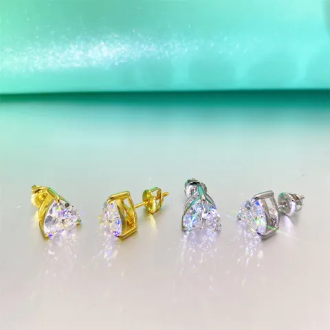 Hip Hop 925 Sterling Silver Moissanite Stud Earrings VVS Heart Cut Screw Back Jewelry GRA Included Men Women Earrings