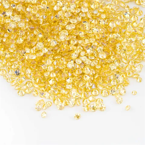 Moissanite Jaune Doré Taille Brillant Rond Petites Pierres Clarté VVS Pour Incrustation Montre Bijoux Chaîne Cuban Link
