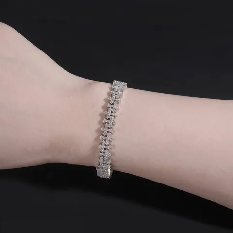 925 Sterling Silver Moissanite Cross Link Bracelet 8.5mm Hip Hop Cuban Chain Iced Out Jewelry With GRA Certificate Unisex