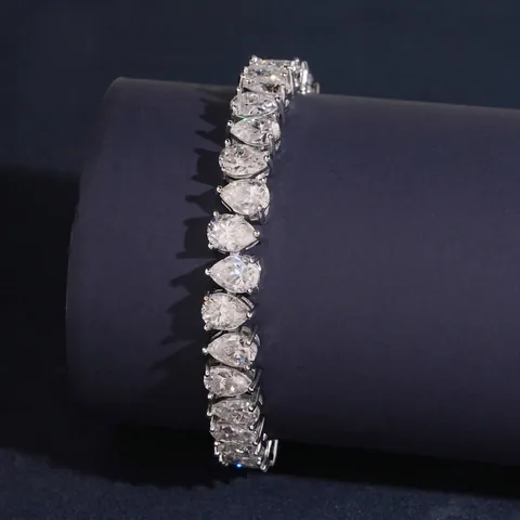 Bracelet de Tennis Collier en Argent Sterling 925 Moissanite Taille Poire Hip Hop Couleur D VVS1 Bijoux Avec GRA GRA
