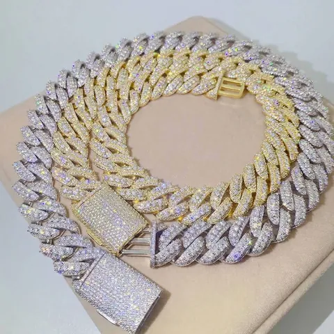 Iced Out Moissanit Panzerkette Halskette S925 Sterlingsilber Hip Hop Schmuck Für Herren Damen Mit GRA Zertifikat