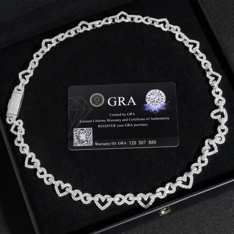 8.5mm Heart Infinity Moissanite Cuban Link Chain Necklace 925 Sterling Silver Hip Hop Jewelry D Color Moissanite Necklace Men Women GRA