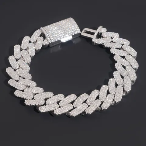 Pulsera Cuban Link de Plata de Ley S925 Con Moissanita Iced Out Joyería Hiphop Para Hombres Mujeres Certificado GRA Lujo Plata