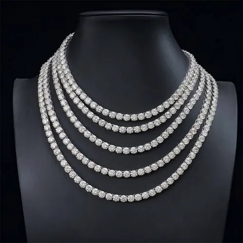 925 Sterlingsilber Moissanit Tennis-Kette Für Herren Damen Hip Hop Rundschliff D Farbe VVS1 Halskette Mit GRA Zertifikat