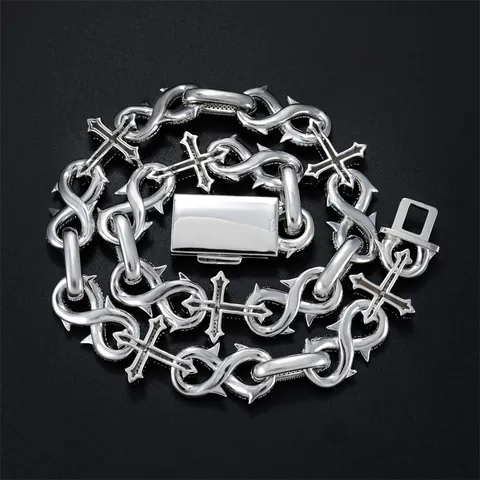Moissanite 925 Sterling Silver Cuban Link Necklace Hiphop Iced Out Infinity Cross Chain For Men Women Jewelry