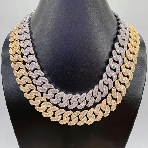 Collier Mailles Cubaines en Argent Sterling 925 avec Moissanite Iced Out Chaîne Hip Hop Bijoux Unisexe Cadeau