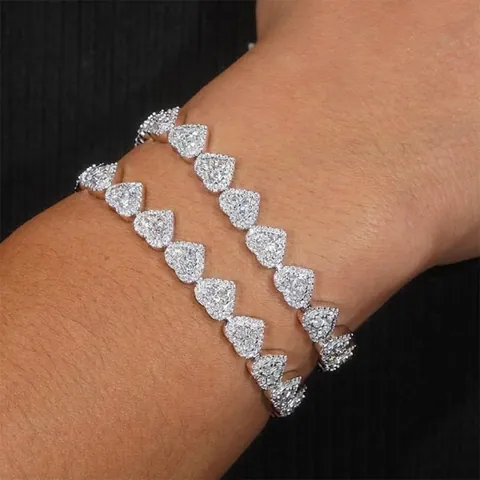 Hip Hop 925 Sterling Zilver Moissaniet Hart Armband Voor Heren Dames Iced Out 8mm Hart Halsketting Met GRA Certificaat