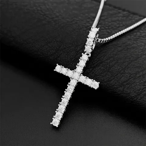 Hip Hop 925 Sterling Silver Moissanite Cross Pendant Necklace D Color VVS Lab Diamond Cross Necklace For Men Women Fine Jewelry Gift GRA
