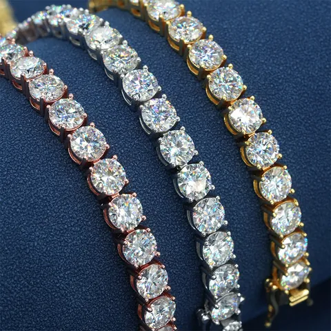Collier Chaîne Tennis Hip Hop en Argent Sterling 925 Avec Moissanite Avec Certificat GRA Bijoux Iced Out pour Unisexe