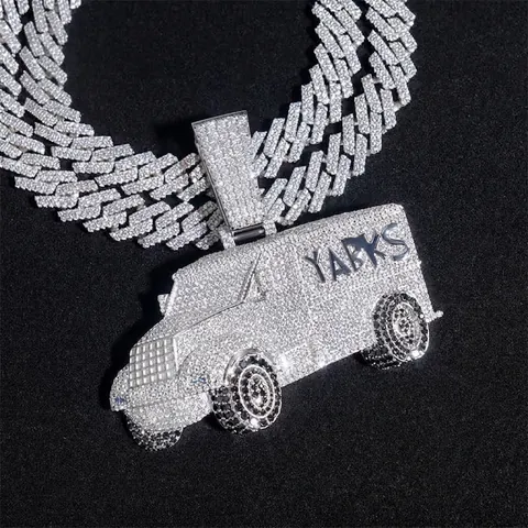 925 Sterlingsilber Anhänger Autoform Mit VVS Moissanit Voll Besetzt Hip Hop Schmuck Für Herren Damen Mit GRA Zertifikat