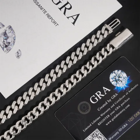 Collana Hip Hop in Argento Sterling 925 Moissanite Cuban Link per Uomo Gioielli di Lusso a Mezzaluna Iced Out Con GRA