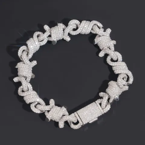 15mm Hip Hop 925 Sterling Zilver Moissaniet Armband Voor Heren Twist Cijfer 8 Cubaanse Schakel Moissaniet Armband Met GRA