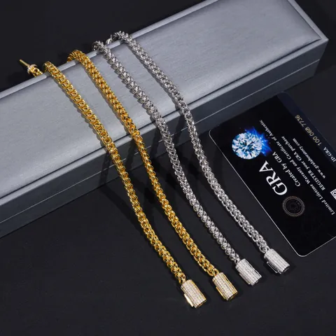 Hip Hop Homme Collier Chaîne Corde Acier Inoxydable Fermoir Argent Sterling 925 Moissanite Bijoux Iced Out GRA Unisexe