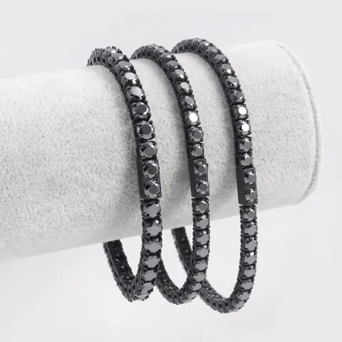 316L Edelstahl Schwarze Moissanit Tennis-Kette Halskette Armband Für Herren Damen Hip Hop Schmuck Mit GRA Zertifikat