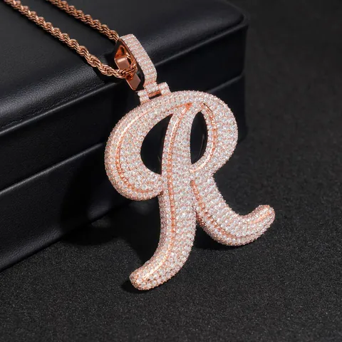 Hip Hop Moissanite Letter R Pendant 925 Sterling Silver Iced Out Alphabet Pendant Only For Men Women Jewelry With GRA