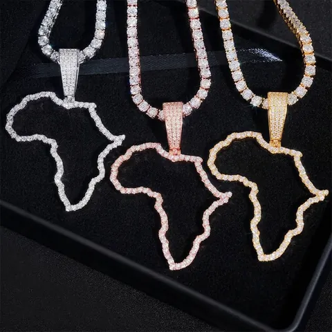 925 Sterling Silver Moissanite Africa Map Pendant For Men Hip Hop Hollow Iced Out Pave Pendant Only With GRA Certificate Accessory