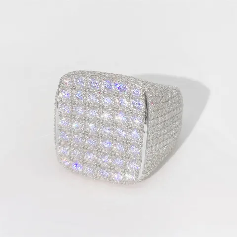 S925 Sterlingsilber Quadratisch Moissanit Ring Für Herren Damen Hiphop Vereist Bling Band Mit GRA Zertifikat Schmuck Geschenk