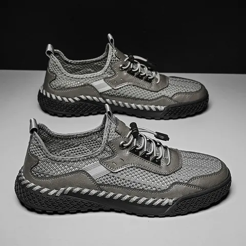 Sneakers in Mesh Casual da Uomo Traspiranti Scarpe Sportive Cucite a Mano Tendenza Coreana Comode Scarpe da Camminata Leggere