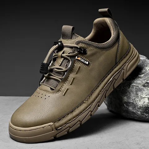 Men Slip-on Chef Shoes Non-Slip Work Shoes Casual Waterproof Leather Loafers Lightweight Breathable Kitchen Service Shoes