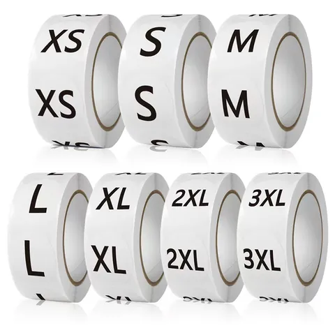 500 Pcs Clothing Size Sticker Labels Round Self Adhesive XS S M L XL 2XL 3XL Clothing T-Shirt Skirt Retail Size Identification Stickers