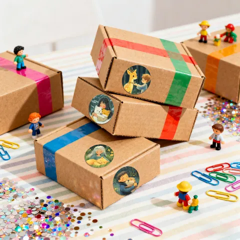 Cartoon Animal Kids Graffiti Round Label Stickers Roll For Journal Envelope Card Party DIY Decorative PVC Stickers