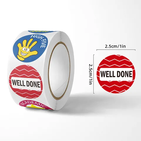Motivational Reward Stickers For Kids English Teacher Stickers Round Copperplate Paper Smile Face Star Pattern Labels For School Classroom Incentive