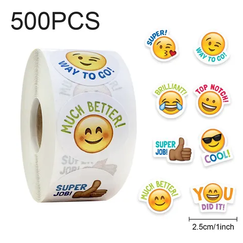 Autocollants Récompense Visage Souriant Étiquettes Emoji Étiquettes Encouragement Cartoon Pour Enfants Enseignants École Décoration Maison
