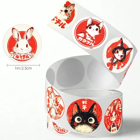 Retro Manga Postzegels Stickers Rol Cartoon Kat Konijn Scrapbooking Etiketten Enveloppe Wenskaarten Cadeau DIY Afdichting Stickers