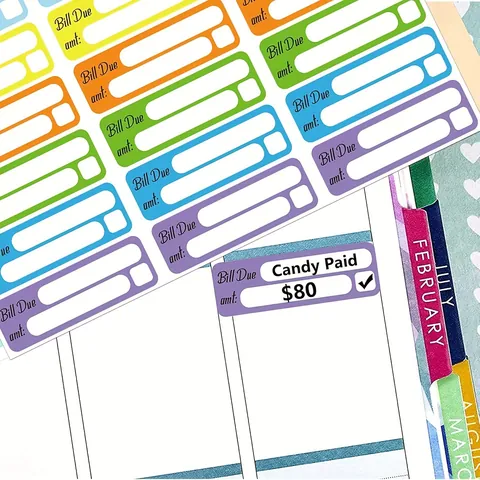 Pegatinas De Recordatorio De Facturas Multicolor Etiquetas Adhesivas Escribibles Para Seguimiento De Presupuesto Y Gestión De Cuentas