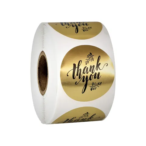 Στρογγυλά Ματ Χρυσά Αυτοκόλλητα Thank You Με Σχέδιο Λουλουδιών Για Σφράγιση Κουτιών Δώρου Γάμου Γενεθλίων Ετικέτες
