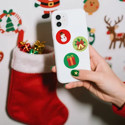 Weihnachten Graffiti Rolle Aufkleber Weihnachtsmann Schneemann Rentier Muster Dekorative Etiketten Für Feiertag Geschenk Verpackung DIY Runde Aufkleber