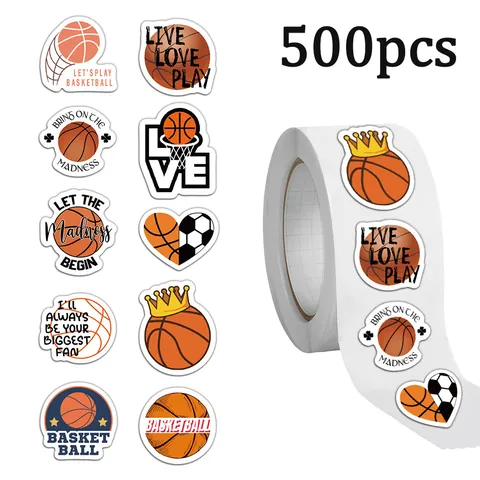 Basketball Cartoon Decorative Sticker Roll DIY Sport Theme Graffiti Decals For Water Bottle Laptop Skateboard Scrapbooking