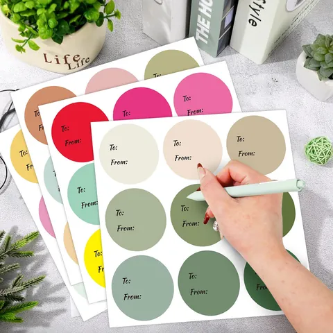 Minimalist Nude Solid Color Gift Label Stickers Round Name Tags For DIY Packaging PVC Adhesive Handwriting Labels