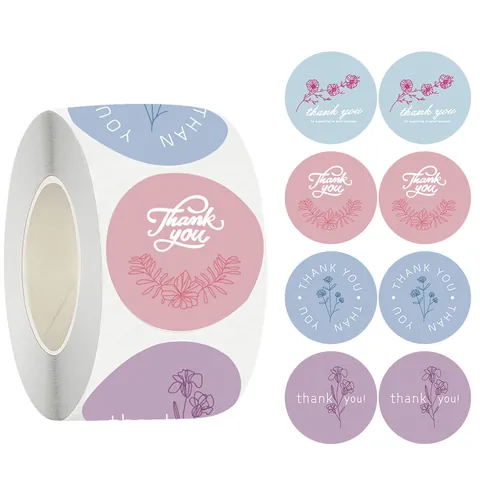Rouleau d'Autocollants de Remerciement Floraux Étiquettes pour Petites Entreprises pour Emballage de Cadeaux Mariage Fête Scellage Autocollants Décoratifs