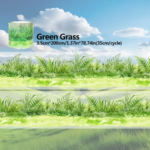 Pastorales Aquarell Gras Pflanze PET Dekoratives Klebeband Für Scrapbooking DIY Journaling Kunst Grün Gras Washi Klebeband