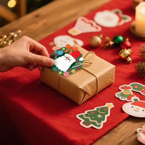 Große Unregelmäßige Cartoon Weihnachten Aufkleber PVC Selbstklebend Versiegelungsetiketten Weihnachtsmann Schneemann Rentier Graffiti Aufkleber Für Party Dekoration