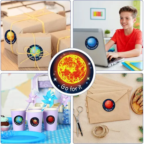 Educational Solar System Planet Motivational Stickers For Kids Cartoon Space Theme Reward Labels For Classroom Party Favor