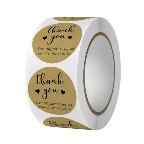 Kraft Paper Thank You Stickers Handmade With Love Round Adhesive Labels For Packaging Small Business Baking Gift Seals