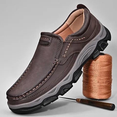 Men's Large Size Outdoor Casual Loafers Microfiber Leather Soft Sole Slip-on Non-slip Sneakers Fashion Work Shoes For Men
