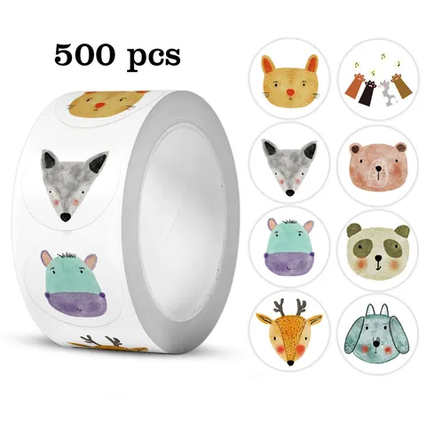 Cartoon Animal Reward Stickers 500 Pcs Per Roll 1 Inch Round Incentive Labels For Kids Students Teachers Classroom Supplies